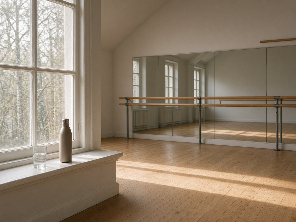 Vattenflaska i en dansstudio